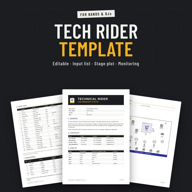 Tech rider template by Riderhouse