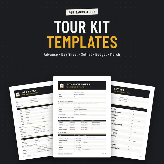 Tour kit templates by Riderhouse